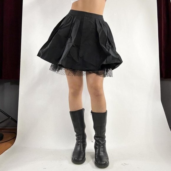 Gorgeous avant-garde multi-pleat black nylon skirt with tulle underlayer for ext - Picture 8 of 8
